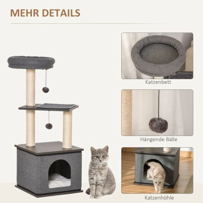Abbildung von Katzenkratzbaum Katzenspielzeug Spielseil PB Platte Sisal Dunkelgrau