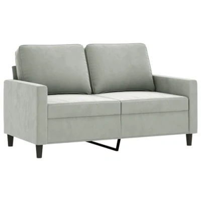 Abbildung von vidaXL Sofa 2 Sitzer, Couch für Wohnzimmer, Polstersofa mit Metallgestell, Loungesofa Zweisitzer Wohnzimmersofa Wohnzimmermöbel, Hellgrau Samt