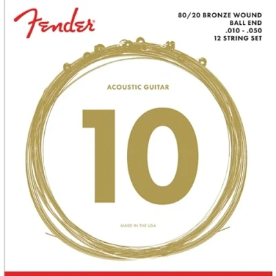 Abbildung von Fender 80/20 Bronze Acoustic Guitar Strings for 12 string Guitar, Ball End, 70 12L .010 .050 Gauges, (12)