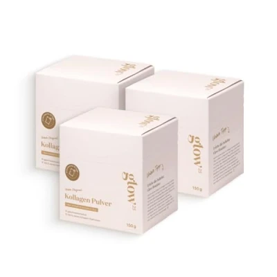 Abbildung von Glow25® Collagen Sachets Bundle [3x10 Stück] Unser Original Kollagen Hydrolysat Peptide Typ 1 und 3 Gute Löslichkeit Neutral