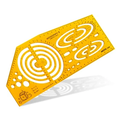 Abbildung von Aristo AR5085 Schablone Axonograph Dimetric (Zeichnen von räumlichen Darstellungen in dimetrischer Perspektive, PET Kunststoff) orange transparent