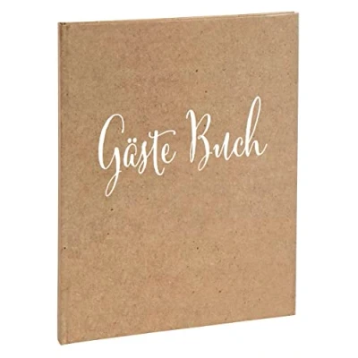 Abbildung von Exacompta 47236B Trendiges Gästebuch Kraft Deutsch Quadratisches Format 21x19 cm Aus Karton mit bedrucktem Papier matter Laminierung Goldener Schnitt 140 einfarbige weiße Seiten Farbe: Braun