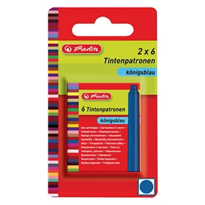 Abbildung von Herlitz Tintenpatrone Standard, passend für viele Marken, 2 x 6 Stück auf Blisterkarte, blau