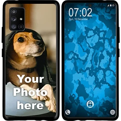 Abbildung von PhoneNatic personalisierte Handyhülle für Galaxy A71 5G in Schwarz Custom Case zum selbst gestalten mit eigenem Foto Bild Text individuell