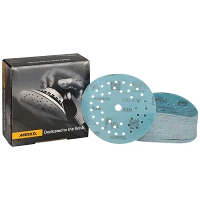 Abbildung von Mirka Galaxy Epoxid Schleifpapier 125mm Klett Korn 320 zum Schleifen von Epoxidharz, Holz, Epoxy, Rivertable / 50 Stk Schleifscheiben