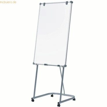 Abbildung von MAUL Whiteboard 2000 MAULpro 120x75 cm Mobile Magnettafel aus Aluminium 5 Stufen höhenverstellbar Quer und Hochformat möglich Inkl. verschiebarer Ablageschale für Marker Grau