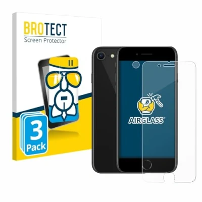 Abbildung von BROTECT Schutzglas für Apple iPhone SE 2 / 3 (Vorderseite + Kamera) (3 Stück) Schutzfolie Panzer Folie Glas [Extrem Kratzfest 9H,