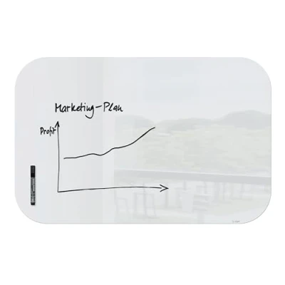 Abbildung von SIGEL GL303 Glas Whiteboard 100x65 cm weiß hochglänzend, abgerundete Ecken, SGS geprüft, inkl. 1 schwarzen Board Marker, Magnettafel Artverum