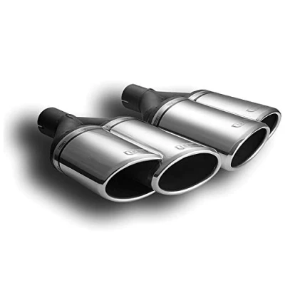 Abbildung von Ulter Sport N2 56P* Auspuffblende, Doppelendrohr, oval, links/rechts, 160 x 65 200; rechts ohne Schalldämpfer, Edelstahl