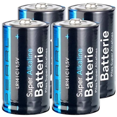 Abbildung von PEARL Babyzelle: Sparpack Alkaline Batterien Baby 1,5V Typ C im 4er Pack (Babyzellen Batterien, Lr14, Fernbedienungen)