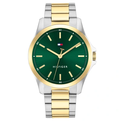 Abbildung von Tommy Hilfiger Bruce Uhr silvercoloured/goldcoloured/green, Herren, Größe: One Size, Silver coloured/gold coloured/green
