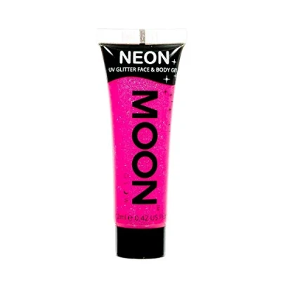 Abbildung von Moon Glow, Neon UV Glitzer Gesichts und Körpergel, 12 ml, Gesichtsfarbe (Heißes Rosa)