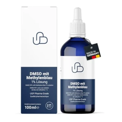 Abbildung von Schweizer Naturals® DMSO mit Methylenblau Lösung 1% reinst USP Pharma Qualität, 100 ml, ohne Zusätze, laborgeprüfte Qualität made in Germany
