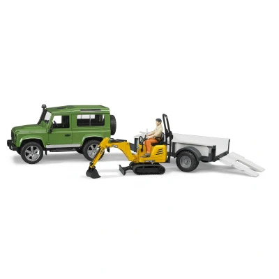 Abbildung von Bruder Land Rover Defender mit Anhänger 1:16