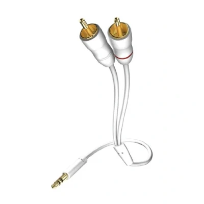 Abbildung von inakustik 00310003 Star Klinkenadapter 3,5mm Klinke &gt; 2 x RCA Für den Anschluss vom Smartphones, Tablets oder PC an HiFi Verstärker 3,0m in Weiß Folienschirm gegen äußere Störeinflüsse