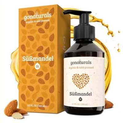 Abbildung von GoNaturals® 100% reines Mandelöl 250ml Natürliches Haare, Gesicht, Körper, Bart, Nägel, Baby, Sweet Almond Oil