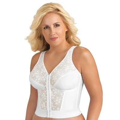Abbildung von EXQUISITE FORM Damen Fully Front Close Longline Lace Posture Bra BH, Undurchsichtige, Weiss/opulenter Garten, 105D