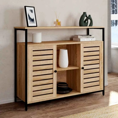 Abbildung von IDMarket Sideboard mit 2 Lamellentüren, 100 cm, Halifax Industriedesign