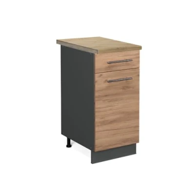 Abbildung von Vicco Küchenunterschrank Fame Line, Goldkraft Eiche/Anthrazit, 40 cm, AP Eiche