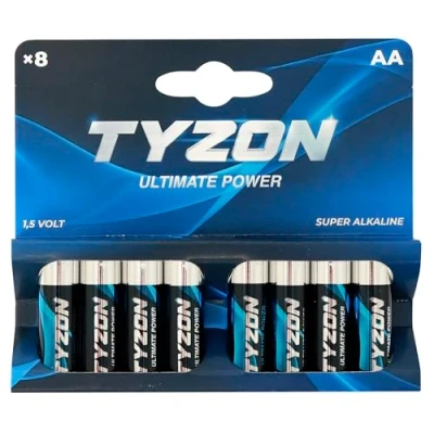 Abbildung von TYZON AA Alkaline Batterien, 8 Stück Langlebige Einwegbatterien für Haushalts und Elektronikgeräte