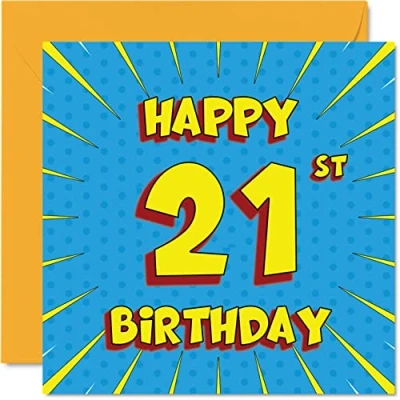 Abbildung von Stuff4 Lustige Geburtstagskarte zum 21. Geburtstag für Männer Frau Comicbuch Karte Schwester, Enkelin, Enkel, Tochter, Bruder, Onkel, Neffe, Nichte, 145 mm x Grußkarten,