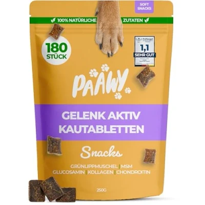Abbildung von Paawy Gelenktabletten Hund I Grünlippmuschel Snacks mit MSM, Glucosamin &amp; Chondroitin Arthrose Unterstützt die Gelenke Knochen Gelenk Aktiv 250g