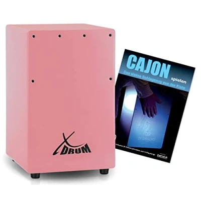 Abbildung von XDrum KC 37PK Kinder Cajon Set Kleine speziell für Nur 36 cm hoch Snare Effekt durch stimmbare Gitarrensaiten Spar mit Schule Einsteiger Pink
