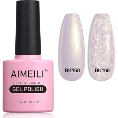 Abbildung von AIMEILI Gel Nagellack Pearl Effekt, Transparent Shimmer Glänzend Glitzer UV LED Soak Off Polish (168) 10ml