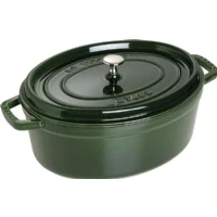 Abbildung von STAUB Gusseisen Bräter/Cocotte, Oval 31 cm, 5,5 L, Aromaregen Funktion, Für alle Herdarten geeignet, Dunkelblau