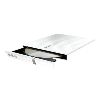 Abbildung von Asus SDRW 08D2S U Lite externer Slim DVD Brenner (8x DVD±R, 6x DVD±R DL, 5x RAM, USB 2.0) inkl. Cyberlink Power2Go, Hochglanz Weiß