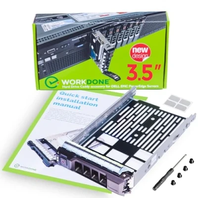 Abbildung von WORKDONE 3,5 Zoll Hard Drive Caddy Tray kompatibel für Dell PowerEdge Server 11 13. Generation Hot Swap Träger SAS SATA HDD Adapterrahmen Gehäuseträger