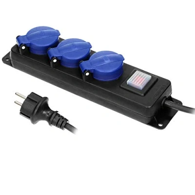 Abbildung von ORNO OR AE 13192(GS)/5M Mehrfachsteckdose Außen Werkstatt Steckdose IP44 3 Fach mit 5m Kabel (5m)