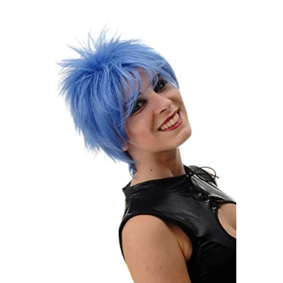 Abbildung von WIG ME UP BLUE144 T4043 Damenperücke Perücke Kurzhaarperücke kurz toupiert wilde Strähnen 80er Wave Punk Blau
