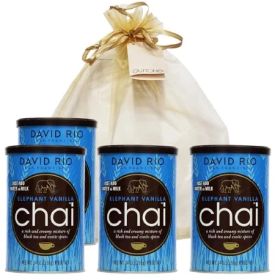 Abbildung von GUSTONE. David Rio Geschenkset Elephant Vanilla 4 x 398g Dosen Chai Latte