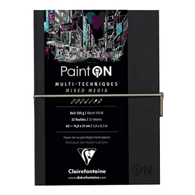 Abbildung von Clairefontaine 975185C Skizzenheft mit Fadenbindung Paint&#039;On (32 Blatt, 250g) 1 Stück schwarz