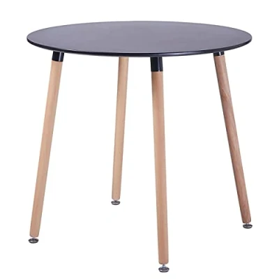 Abbildung von FURNITABLE Esstisch,MDF Rund Tisch,4 Buchenbeine,80 * 80 72cm,Schwarz