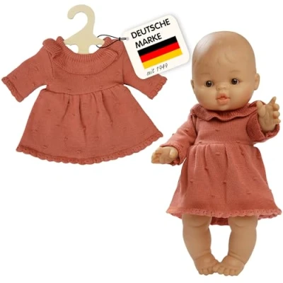 Abbildung von &Ouml;ko Strickkleid f&uuml;r Puppen, pfirsich, 28 35