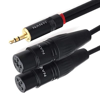 Abbildung von NANYI 3,5 mm auf 2XLR Mikrofon Splitter Audiokabel, TRS Stereo Stecker zwei XLR Buchsen Verbindungs Audiomikrofonkabel, Y Adapterkabel, 3 Meter