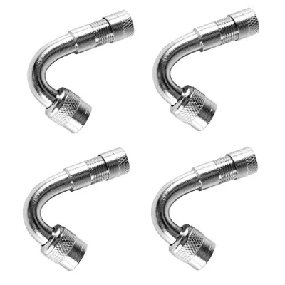 Abbildung von Aofan 4 Stück 45 Grad Reifen Ventilverlängerung Universal Extender Adapter Set für Auto Fahrrad Motorrad Scooter(Silber)