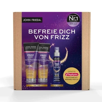Abbildung von John Frieda Wunder Reparatur Vorteils Set Inhalt: Shampoo, 250 ml + Conditioner, Nacht Feuchtigkeitsspray, 100 Für widerspenstiges, frizzy Haar Frizz Ease Serie