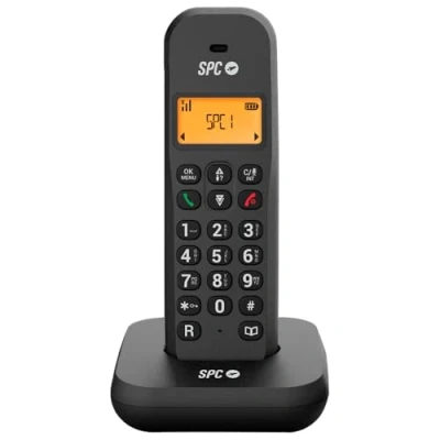 Abbildung von SPC Keops Schnurloses Festnetztelefon Beleuchtetes Display 35x30 mm Telefonbuch für 50 Kontakte ECO Modus GAP Kompatibel Schwarz
