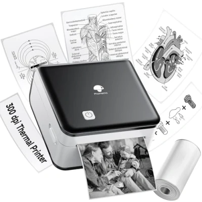 Abbildung von Phomemo M02 Pro Etikettendrucker, 304 DPI Mini Drucker für Smartphone Thermodrucker Kompatibel mit 15,25,53mm Papier, iOS und Android, ideal Studium, Scrapbooking, Bilder, Geschenke Schwarz