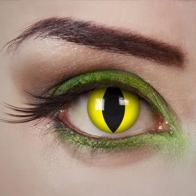 Abbildung von aricona Gelbe Kontaktlinsen Glowing Wildcat, 2 Stück Farbige Halloween Linsen ohne Stärke für Cosplay, Karneval, Fasching, Motto und Kostüm Partys