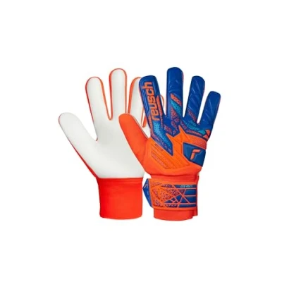 Abbildung von Reusch Attrakt Starter Solid Junior griffige Torwarthandschuhe Fußballhandschuhe für Kinder und Jugendliche Jungen Mädchen geeignet alle Wetterbedingungen Spielfeldoberflächen