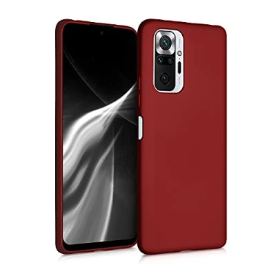 Abbildung von kwmobile Case kompatibel mit Xiaomi Redmi Note 10 Pro Hülle Schutzhülle aus Silikon metallisch schimmernd Handyhülle Metallic Dunkelrot