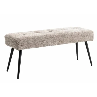 Abbildung von riess ambiente Sitzbank BOUTIQUE 100cm champagner greige / schwarz (Einzelartikel, 1 St), Wohnzimmer · Bouclé Metall Esszimmer· Flur Schlafzimmer