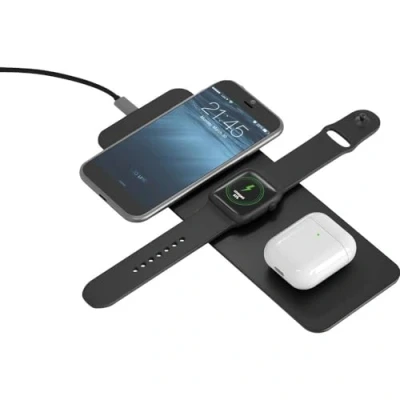Abbildung von TerraTec ChargeAir All Wireless Charger Ladepad, Kabellose 10W QI Ladestation, Kompatibel mit 12/11/11 Pro/11 Pro Max/XS MAX/XR/XS/X/8/8+, Galaxy Note 10/S10e/S10/S9, Apple Watch, AirPods black