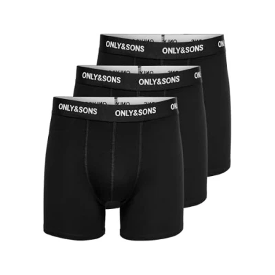 Abbildung von Only &amp; Sons FITZ Solid 3PACK Boxerbriefs, Herren, Größe: Large, Black