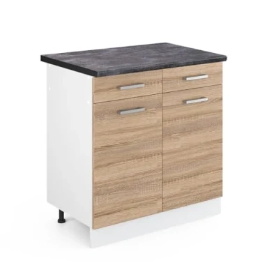 Abbildung von Vicco Küchenunterschrank R Line, Sonoma/Weiß, 80 cm, AP Anthrazit