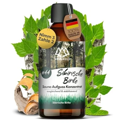 Abbildung von NORDHOLZ® Saunaaufguss [54 Sorten 15ml, 100ml, 250ml] Sauna Aufgussmittel für intensive &amp; erholsame Zubehör (#44 Sibirische Birke, 100ml)
